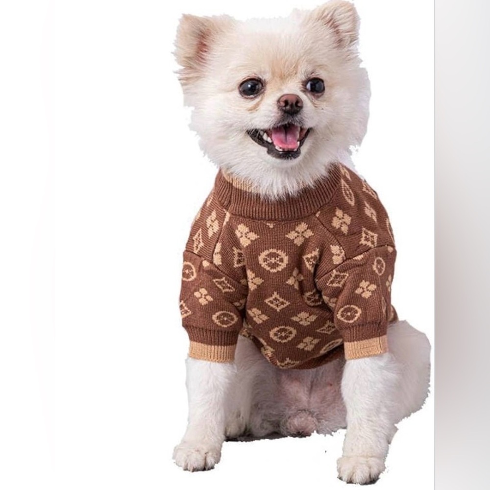 Stylish Brown Dog Sweater - Picture 4 of 6